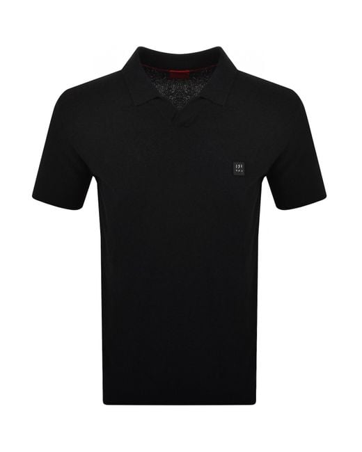 HUGO Black Shiplom Knit Polo for men