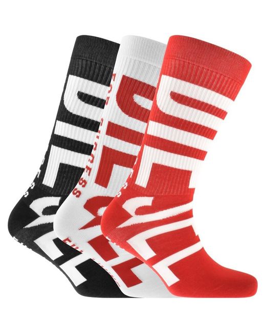 DIESEL Red Ray Three Pack Socks for men