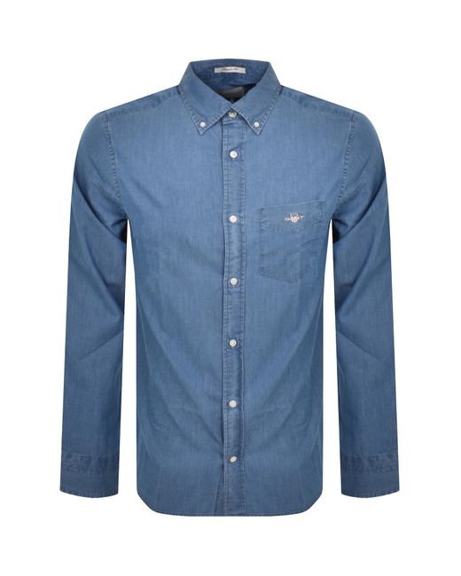 Gant Blue Regular Indigo Long Sleeved Shirt for men
