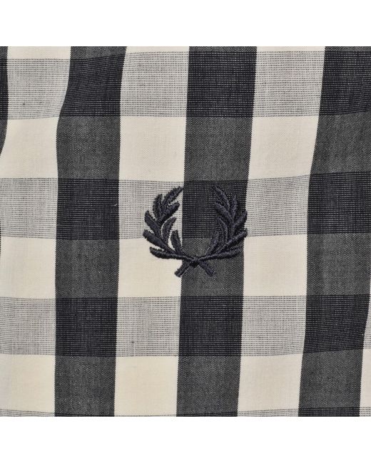 Fred Perry Black Poplin Check Overshirt for men