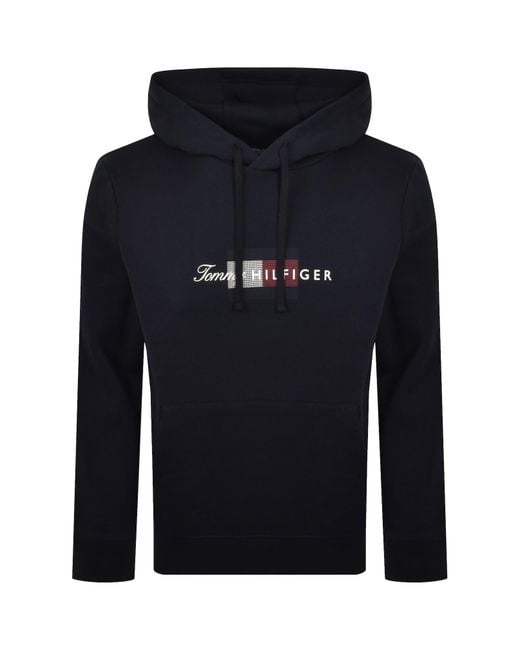 Tommy Hilfiger Blue Script Flag Hoodie for men