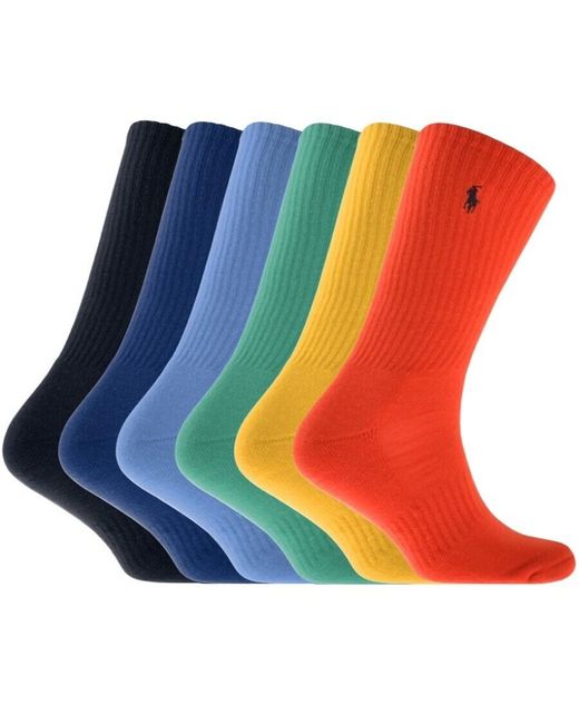 Ralph Lauren Blue 6 Pack Classic Sport Socks for men