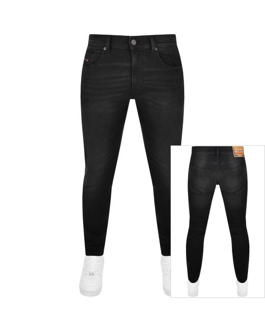 DIESEL Black D Strukt Slim Fit Mid Wash Jeans for men