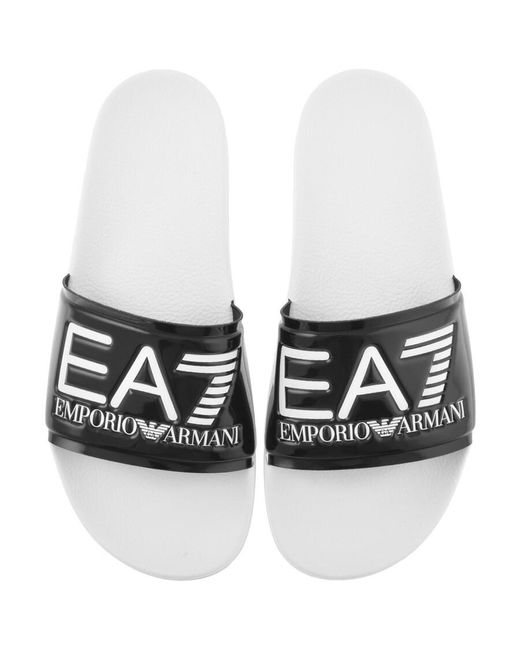 EA7 White Emporio Armani Sliders Black for men