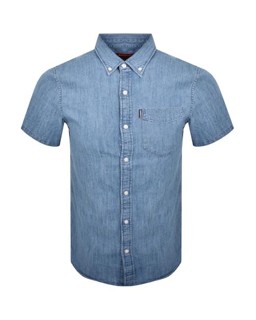 Superdry Blue Essential Short Sleeved Shirt for men