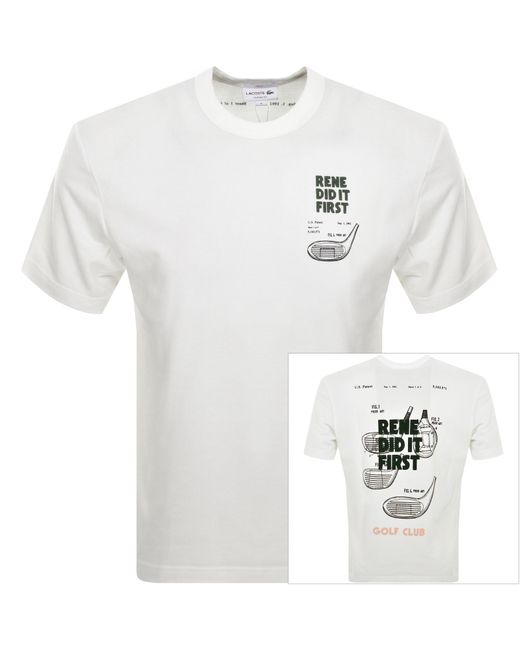 Lacoste White Crew Neck Tennis Logo T Shirt for men