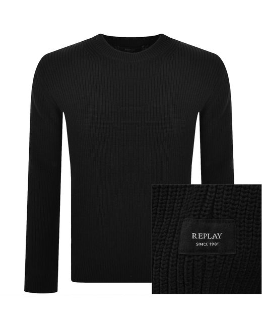 Replay Black Crew Neck Knit Jumper for men