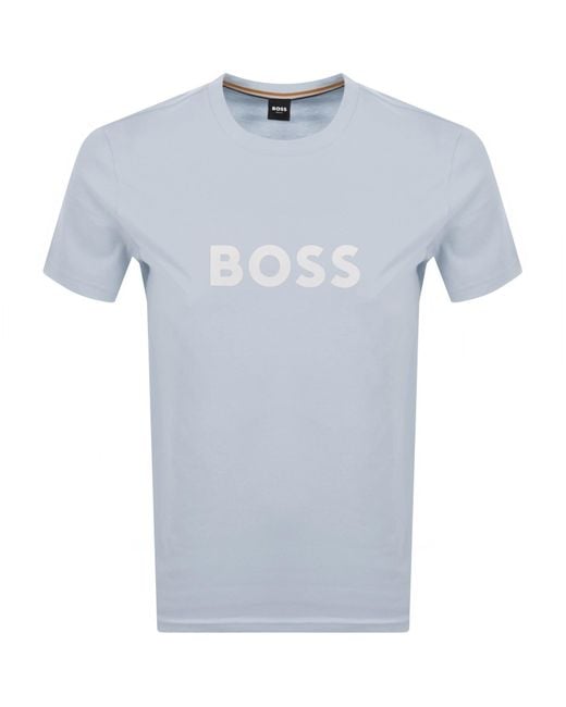 BOSS BUSINESS Blue Boss Beachwear Logo T Shirt for men