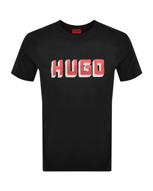 HUGO Black Daqerio Crew Neck Short Sleeve T Shirt for men