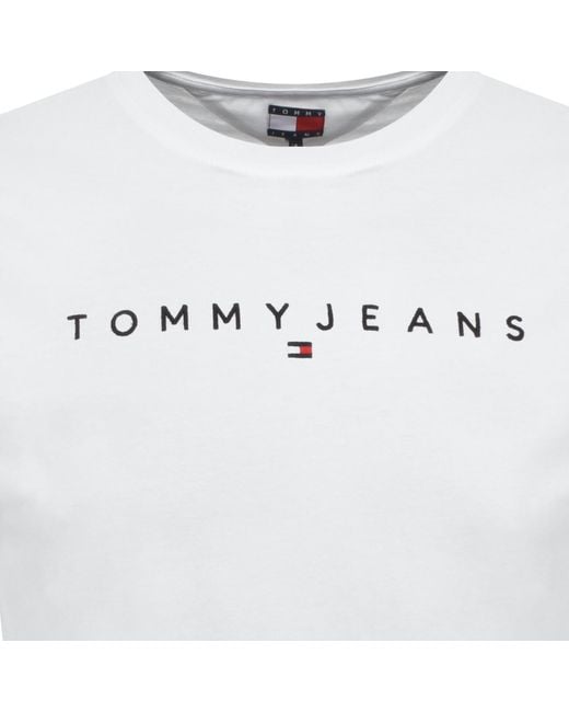 Tommy Hilfiger White Linear Logo T Shirt for men