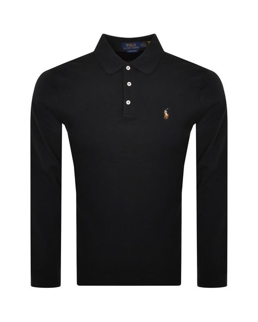 Ralph Lauren Black Long Sleeved Polo T Shirt for men