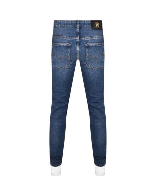Versace Blue Couture Dundee Narrow Jeans for men