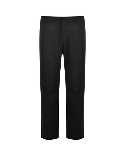 Armani Black Emporio Wool Blend Trousers for men