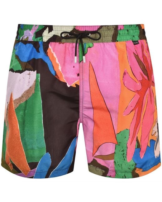 Paul Smith Red River Collage Swim Shorts for men