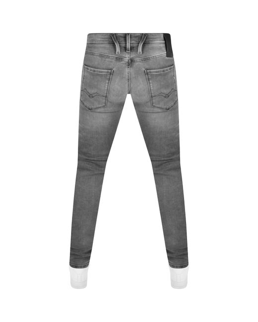 Replay Gray Anbass Slim Fit Mid Wash Jeans for men