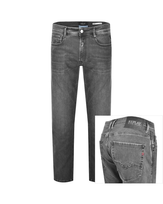 Replay Gray Comfort Fit Rocco Jeans Mid Wash for men