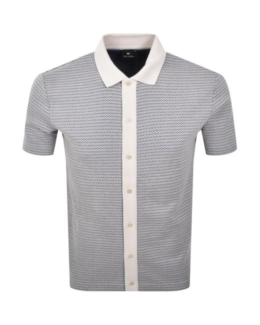 Paul Smith Gray Button Front Polo T Shirt for men