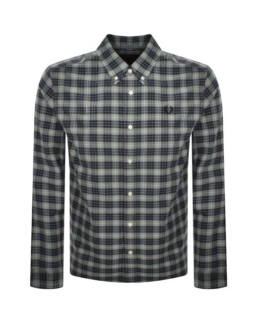 Fred Perry Gray Tartan Oxford Shirt Bayleaf for men