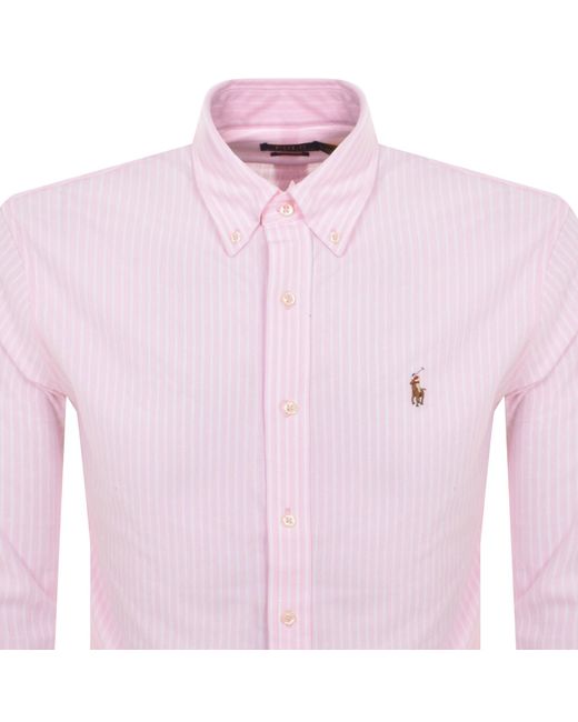 Ralph Lauren Pink Knit Oxford Shirt for men