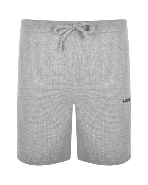 BOSS BUSINESS Gray Boss Waffle Shorts for men