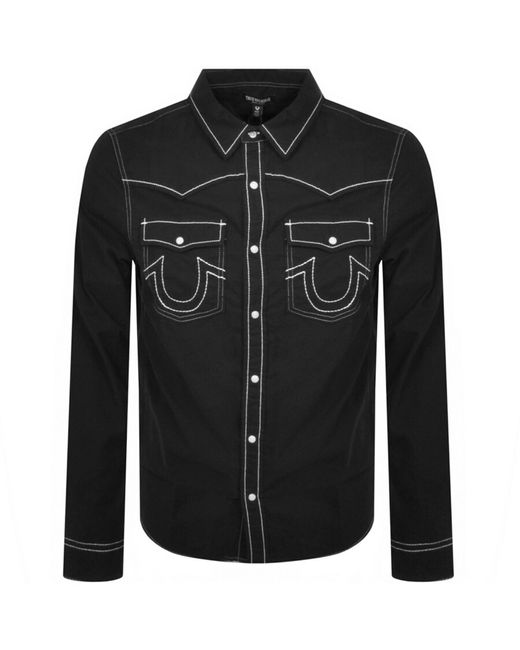 True Religion Black Flatlock Western Shirt for men