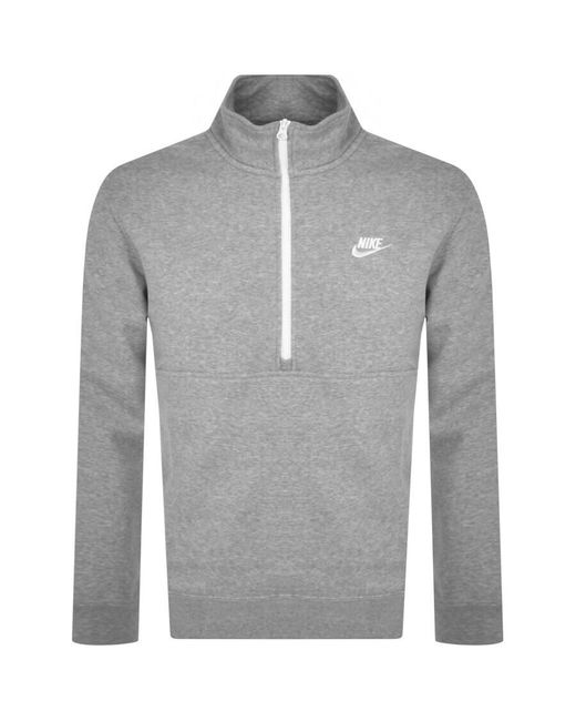 Nike Gray Half Zip Club Sweatshirt for men