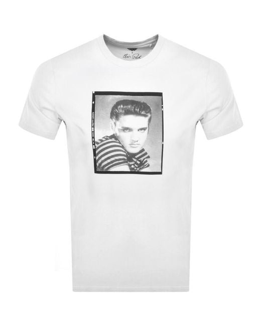 Pretty Green White X Elvis Presley Print T Shirt for men