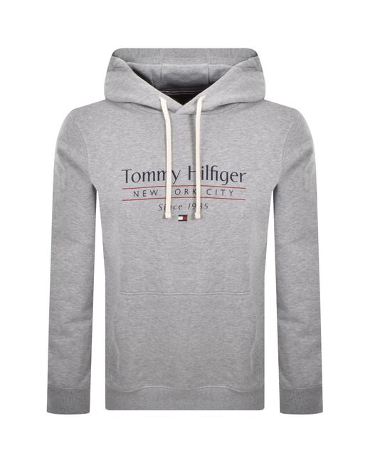 Tommy Hilfiger Gray Logo Center Stack Hoodie for men