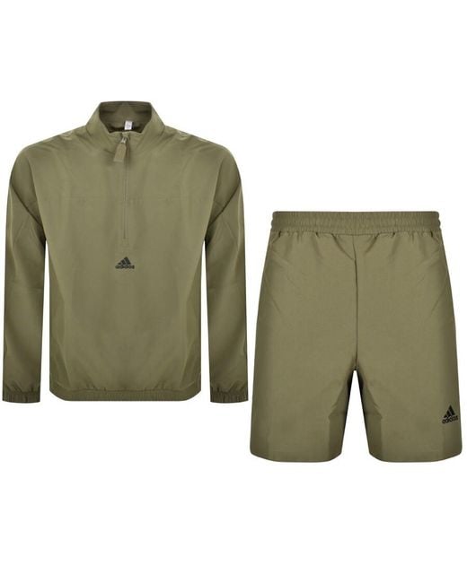 Adidas Green Adidas Sportwear Summer Tracksuit Shorts Set for men
