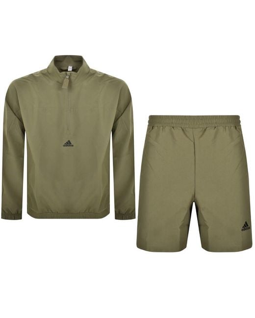 Adidas Originals Green Adidas Summer Tracksuit Shorts Set for men