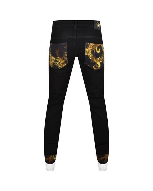 Versace Black Couture Dundee Skinny Jeans for men