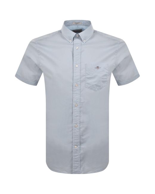 Gant Blue Poplin Short Sleeved Shirt for men