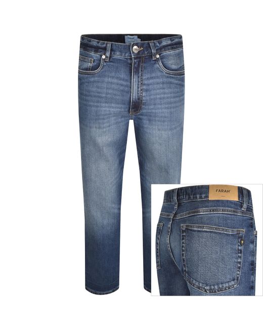 Farah Blue Farah Norwood Regular Fit Mid Wash Jeans for men