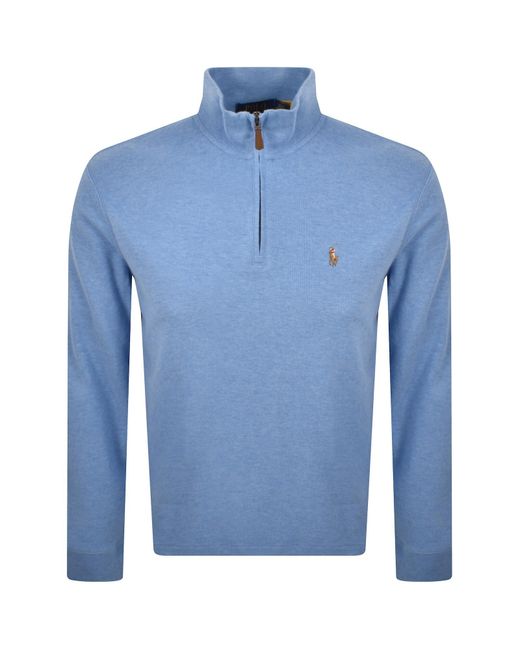 Ralph Lauren Blue Half Zip Sweatshirt for men