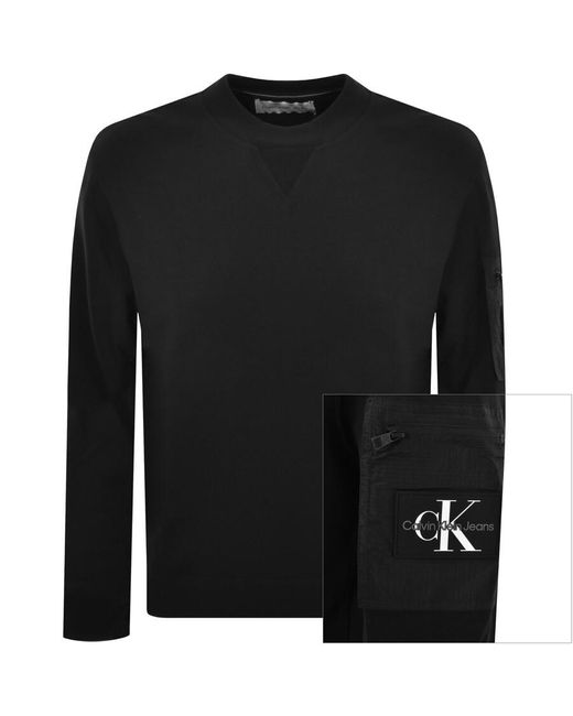 Calvin Klein Black Jeans Contrast Panel Sweatshirt for men