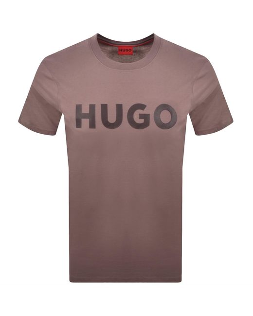 HUGO Brown Dulivio Crew Neck T Shirt Light for men