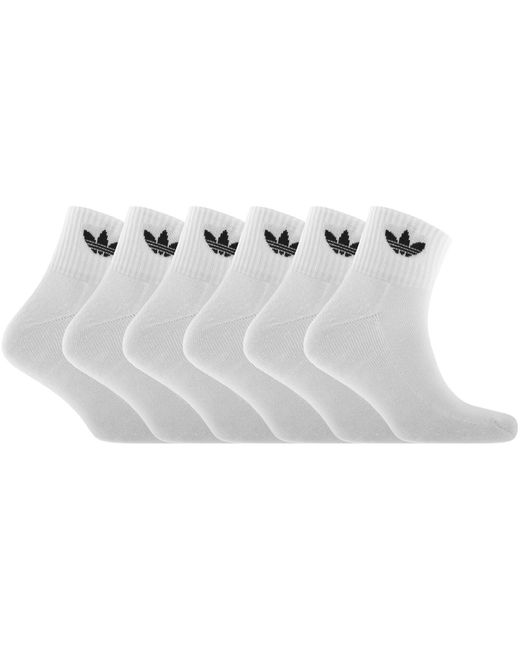 Adidas Originals White 6 Pack Mid Ankle Socks for men