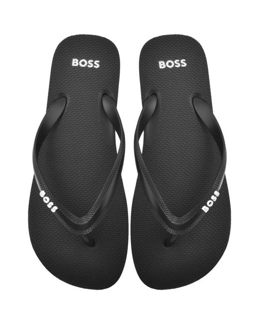 BOSS BUSINESS Black Boss Tracy Flip Flops for men