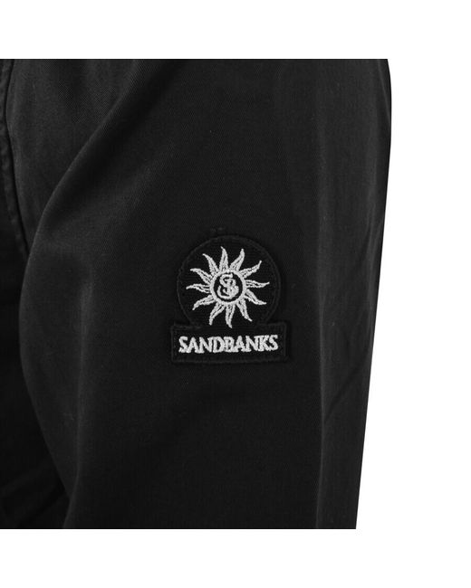 Sandbanks Black Gabardine Zip Overshirt for men