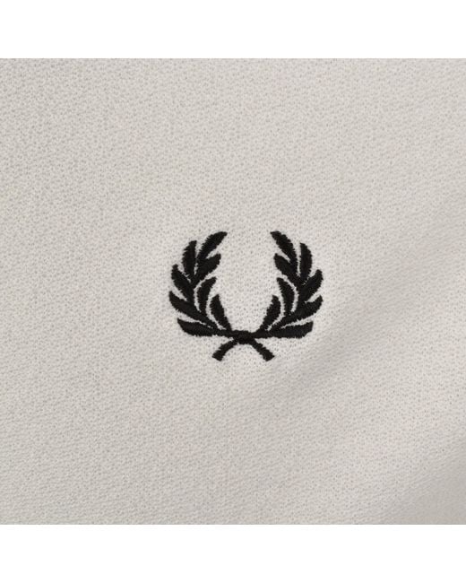 Fred Perry Gray Zip Neck Crepe Polo for men