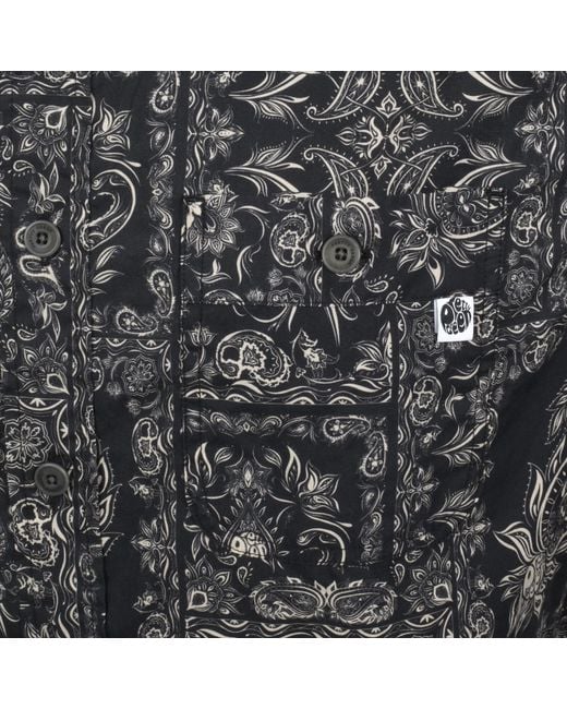 Pretty Green Gray Patchwork Cuban Shirt for men