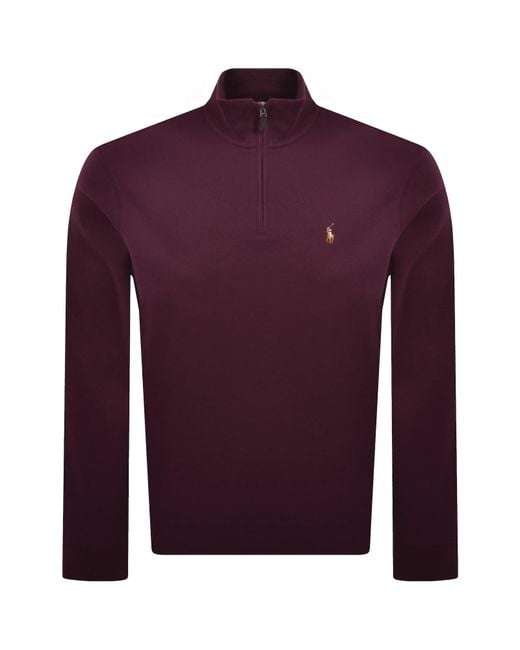 Ralph Lauren Purple Quarter Zip Knit Jumper for men