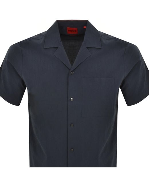 HUGO Blue Short Sleeved Ellino Shirt for men
