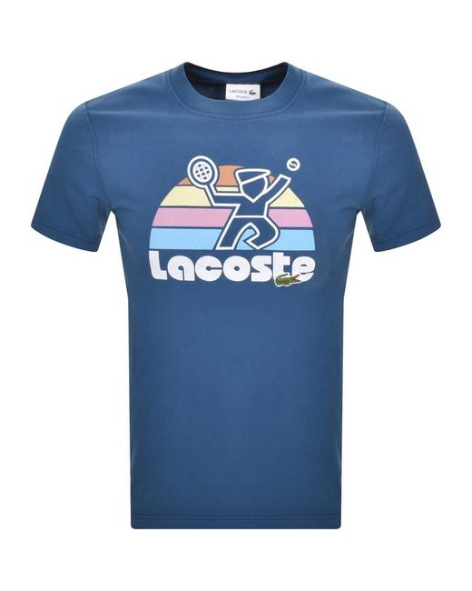 Lacoste Blue Crew Neck Graphic T Shirt for men