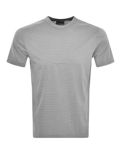 Armani Gray Emporio Crew Neck Logo T Shirt for men