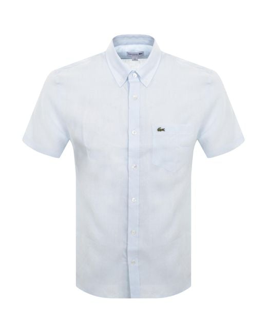 Lacoste Blue Short Sleeved Linen Shirt for men