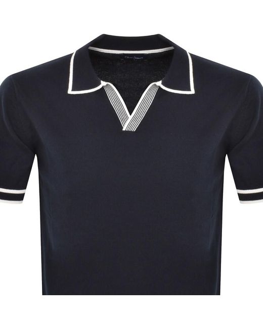 Oliver Sweeney Blue Garras Knit Polo T Shirt for men