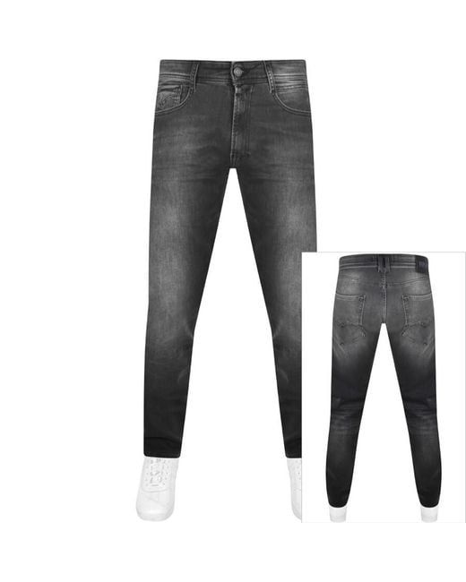 Replay Black Comfort Fit Rocco Jeans Dark Wash for men
