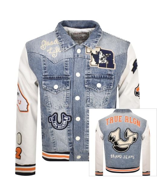True Religion Blue Jimmy Denim Varsity Jacket for men