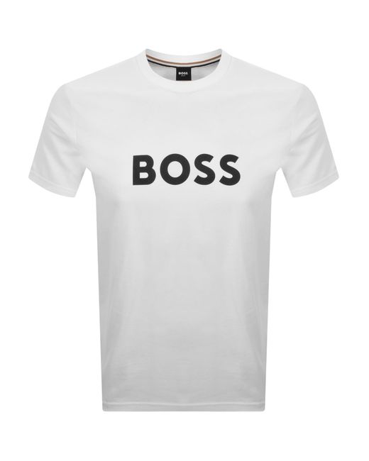 BOSS BUSINESS White Boss Beachwear Logo T Shirt for men